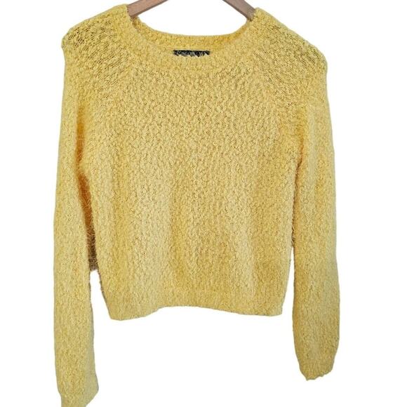 Heart Soul Popcorn Sweater Womens Sz Med Fuzzy Pullover Yellow Y2K Twee Style - Picture 1 of 7